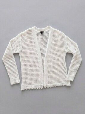 Talbots White Cotton Knit Cardigan Women’s Size M